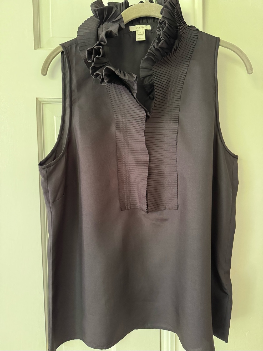 J. Crew Ruffle Collar Sleeveless Blouse in Black
